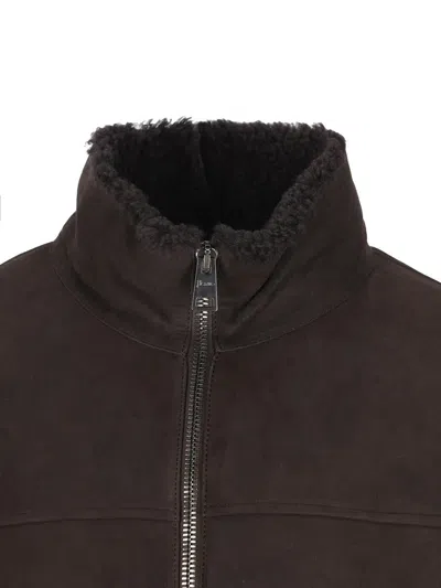 Herno Jacket In Lamb Shearling In Brown
