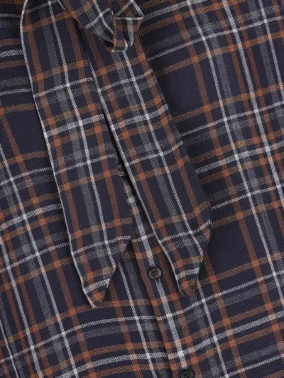 Saint Laurent Tie-fastening Checked Shirt In Blue