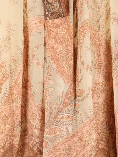 Zimmermann Hypnotic Paisley-print Tied-neck Dress In Neutral