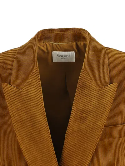 Saint Laurent Jacket In Corduroy In Brown