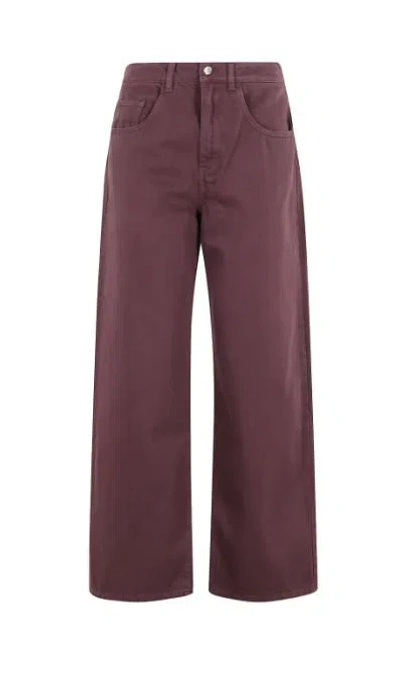Icon Denim Jeans With Belt Loops In Burgundy