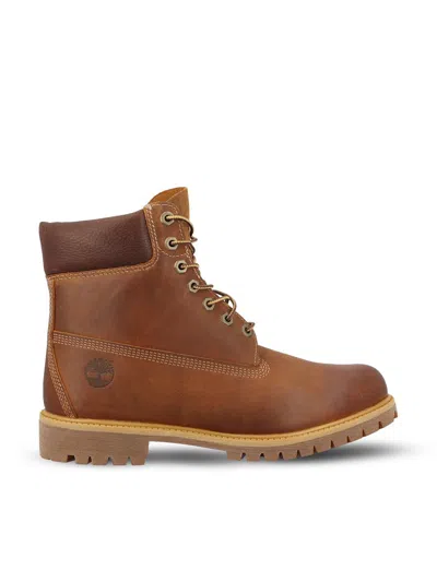 Timberland Brown Water-proof Boots With Logo In Leather Man In Brown