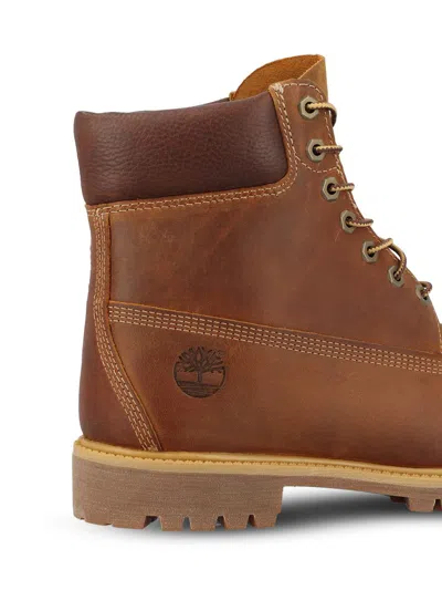 Timberland Brown Water-proof Boots With Logo In Leather Man In Brown