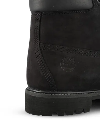 Timberland Brlack Water-proof Boots With Logo Plate In Black