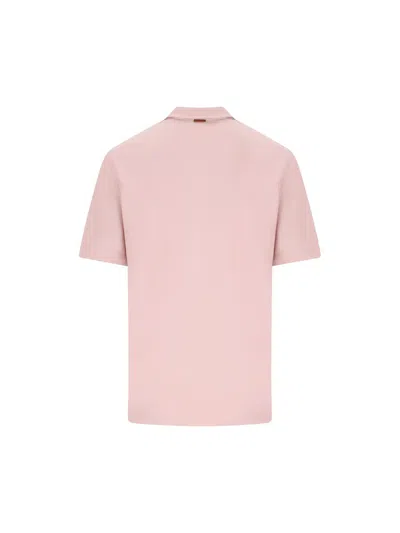 Zegna Short-sleeved Buttoned Polo Shirt In Pink