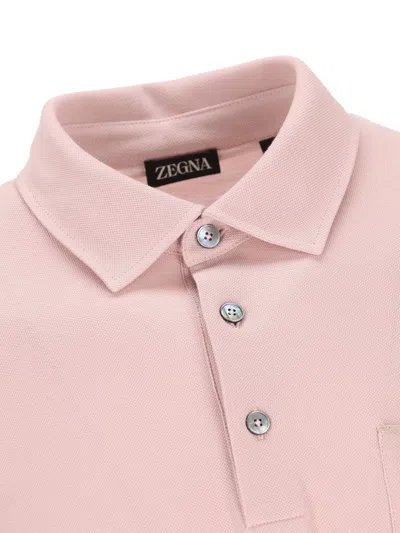Zegna Short-sleeved Buttoned Polo Shirt In Pink