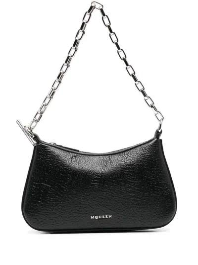 Alexander Mcqueen T-bar Leather Mini Bag In Black