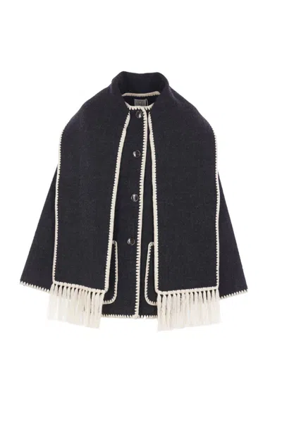 Totême Toteme Embroidered Scarf Jacket In Blue