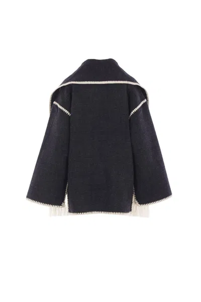 Totême Toteme Embroidered Scarf Jacket In Blue
