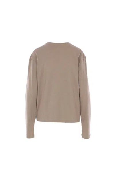 Totême Womens Taupe Relaxed-fit Long-sleeves Cotton And Cashmere T-shirt In Sand