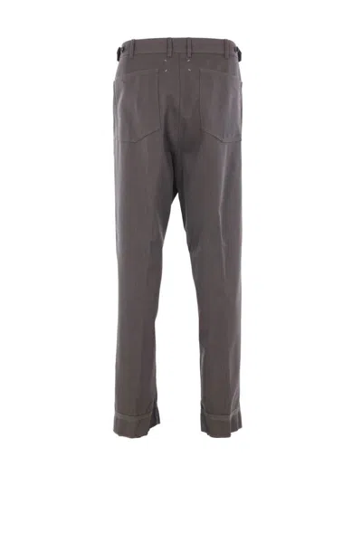 Maison Margiela Wool Cuffed Trousers In Gray