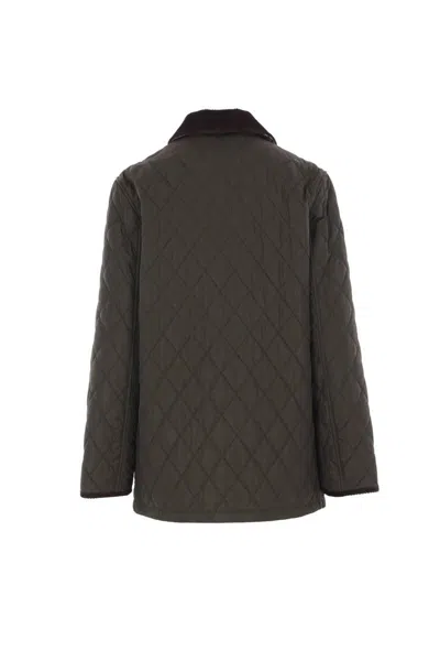 Burberry Quilted Country Jacket Corduroy Collar In Green