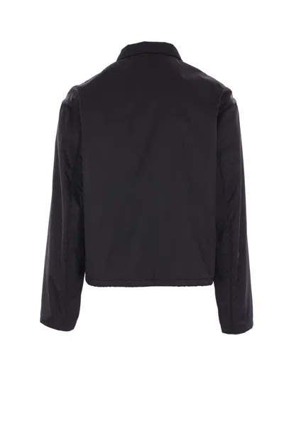 Prada Logo-plaque Cropped Jacket In Black