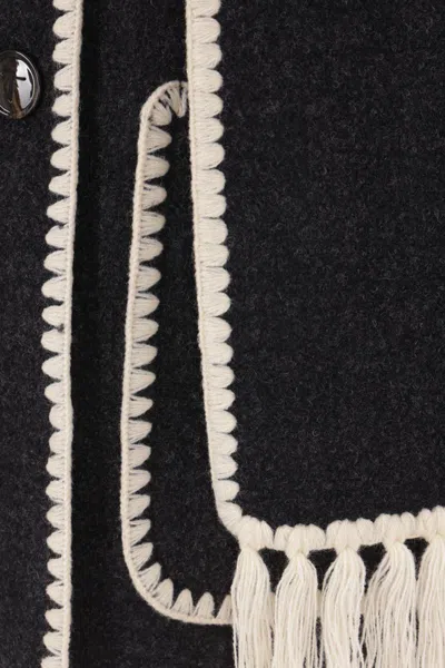 Totême Toteme Embroidered Scarf Jacket In Blue