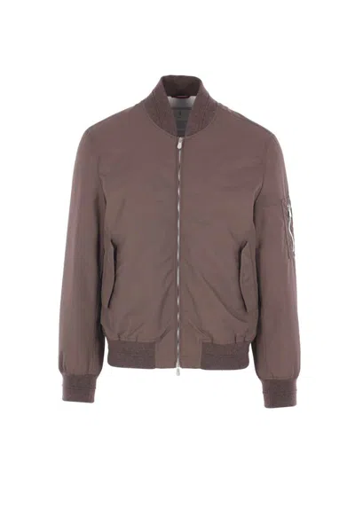Brunello Cucinelli Bomber Jacket With Padding In Brown