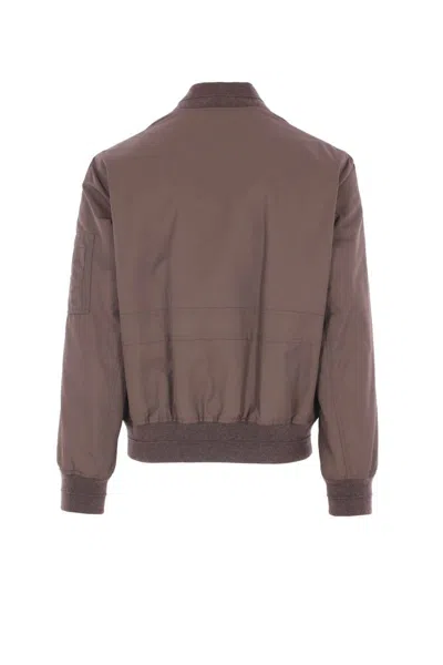 Brunello Cucinelli Bomber Jacket With Padding In Brown