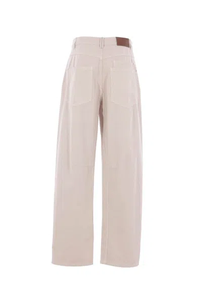 Brunello Cucinelli Button-zip Logo-patch Trousers In White