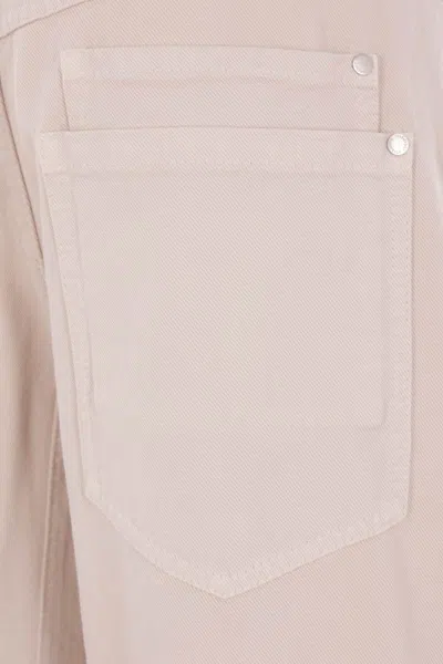 Brunello Cucinelli Button-zip Logo-patch Trousers In White