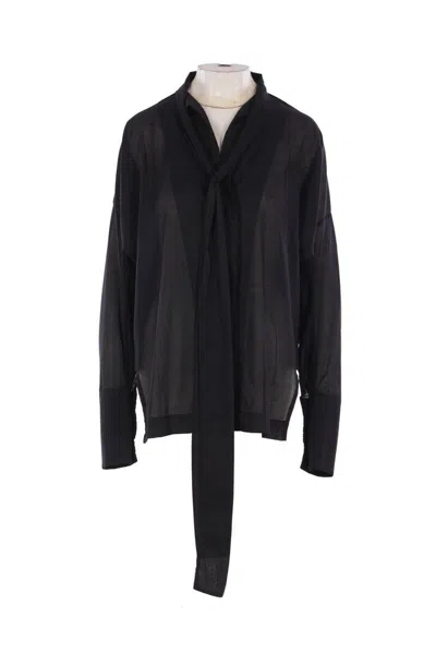 The Latest Attached-scarf Buttoned Shirt In Black