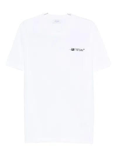 Off-white Cotton T-shirt With Graphic Design And Crew Neck In White
