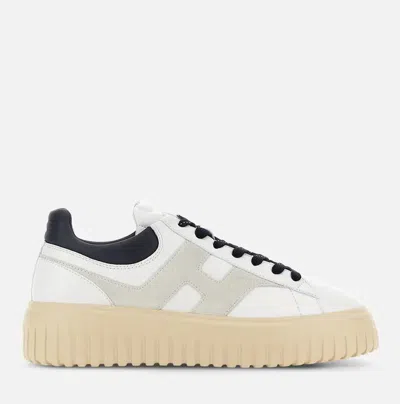 Hogan Lace-up White Sneakers With Logo Patch In White