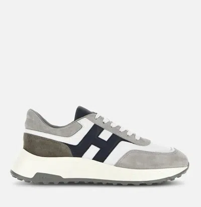 Hogan Suede And Smooth Leather Hyperlight Sneakers Shoes In Gray
