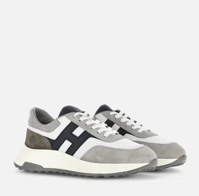 Hogan Suede And Smooth Leather Hyperlight Sneakers Shoes In Gray