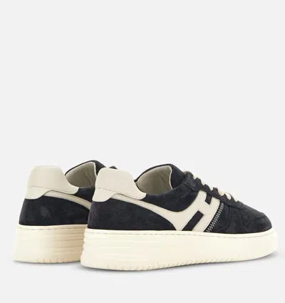 Hogan Midnight Blue Suede Sneakers In Blue