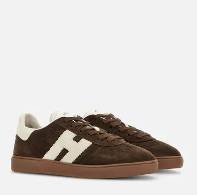 Hogan Rubber Sole Suede Finish Sneakers In Brown