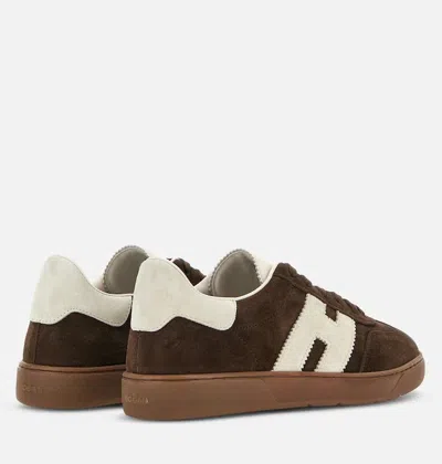 Hogan Rubber Sole Suede Finish Sneakers In Brown