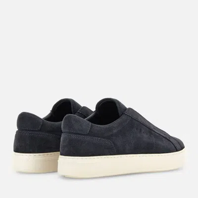 Hogan Black Suede Slip-on Shoes With Contrasting Sole In Blue