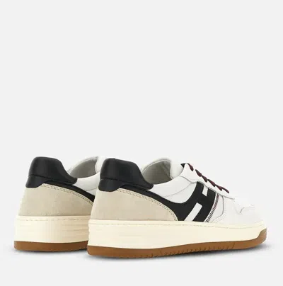 Hogan Leather Sneakers With Contrast Sole And Stitching In White