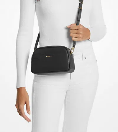 Michael Kors Rectangular Black Hammered Leather Shoulder Bag In Black