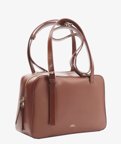 Apc A.p.c. Structured Shoulder Bag With Top Zip Closure In Brown