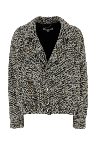 Alessandra Rich Women Tweed Bomber Jacket In Gray