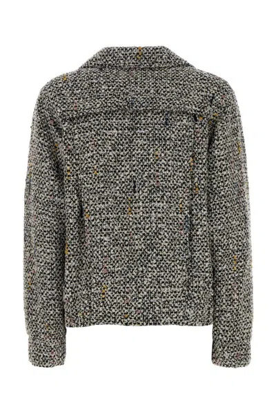 Alessandra Rich Women Tweed Bomber Jacket In Gray
