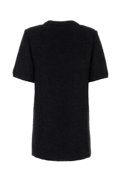 Alessandra Rich Bow-embellished Tweed Dress In Black