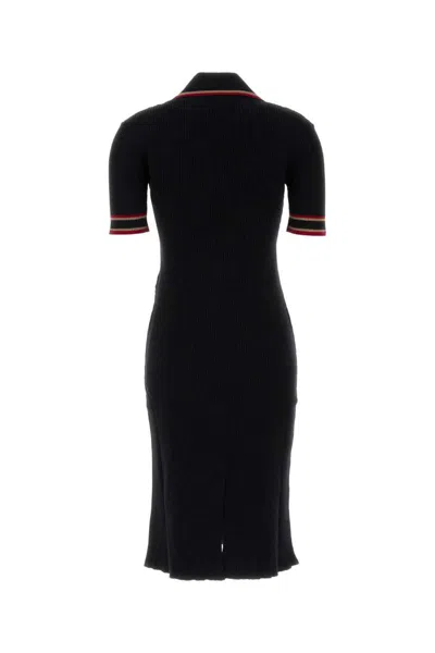 Alessandra Rich Ribbed-knit Virgin Wool Polo Dress In Black