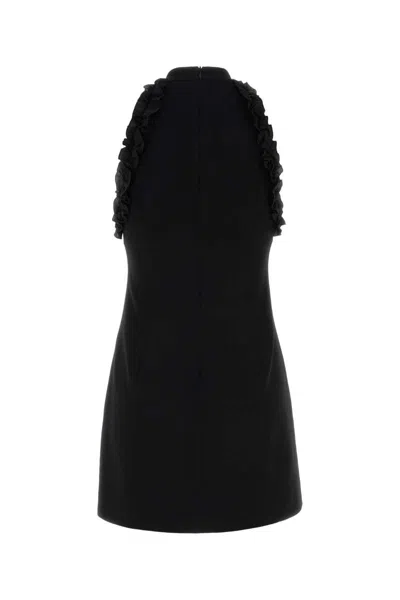 Alessandra Rich Black Stretch Crepe Mini Dress In Black
