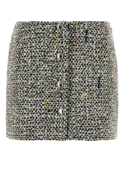Alessandra Rich Multicolor Tweed Mini Skirt In Gray