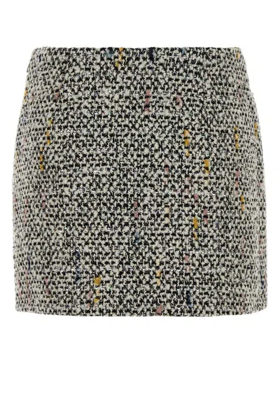 Alessandra Rich Multicolor Tweed Mini Skirt In Gray