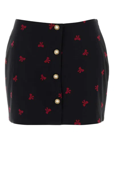 Alessandra Rich Printed Silk Mini Skirt In Black