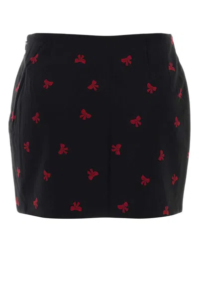 Alessandra Rich Printed Silk Mini Skirt In Black