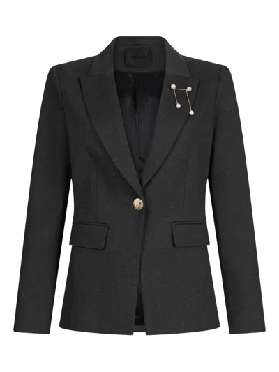 Liu •jo Blazer With Brooch Detail In Black