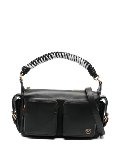 Pinko Nero E Oro Leather Shoulder Bag In Black