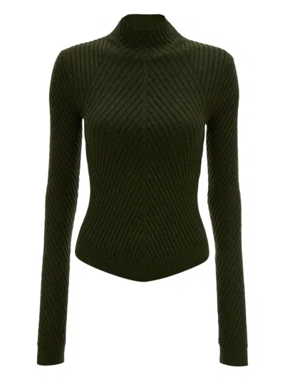 Victoria Beckham Ribbed-knit Wool Turtleneck Sweater In Green