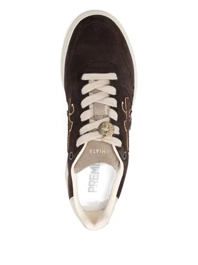 Premiata Suede Platform Sneakers In Brown