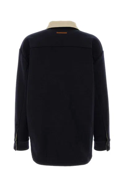 1989 Studio Wool Shirt Jacket With Contrast Collar In Black