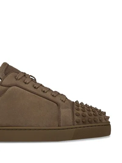 Christian Louboutin Stylish Round Toe Sneakers With Studded Detail In Gray