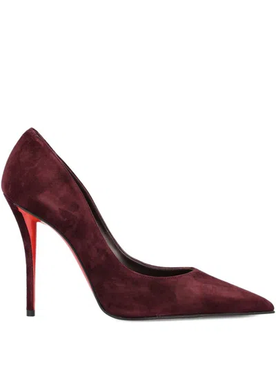 Christian Louboutin Stylish Pointed Toe Suede Pumps In Red